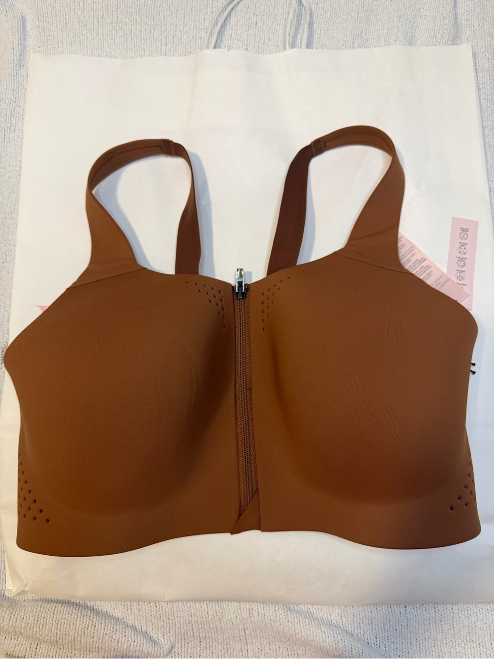 Victoriaโs Secret Knockout Front-Close Sports Bra Brown 36DD NWT